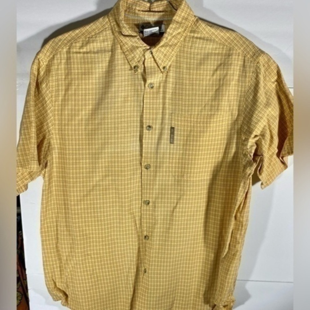 COLUMBIA SPORTSWEAR YELLOW PLAID BUTTON DOWN SIZE LARGE